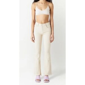 Mother Jeans The Weekender Play Date Flare Eggnog Ivory Denim Women's 29 NWOT
